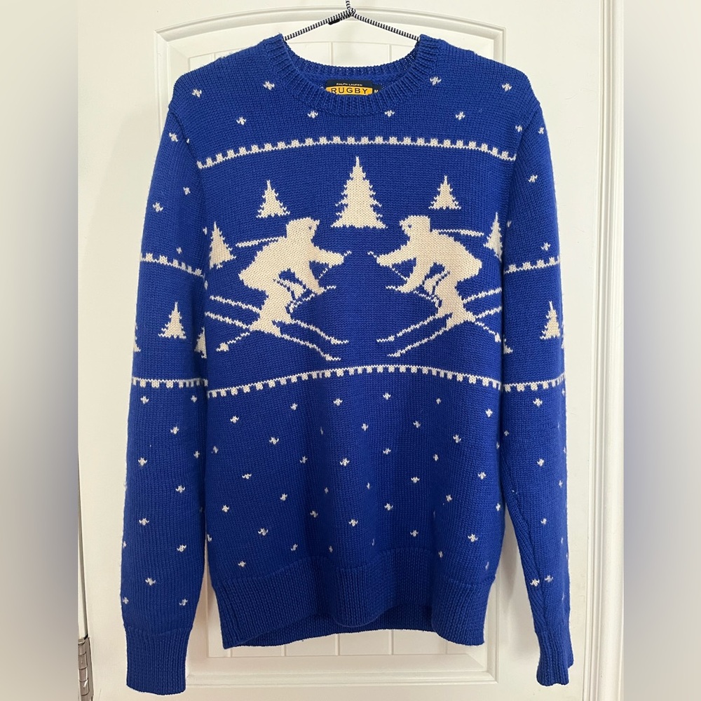 Ralph Lauren Vintage Polar Bears Skiing Wool Sweater 💙RARE💙